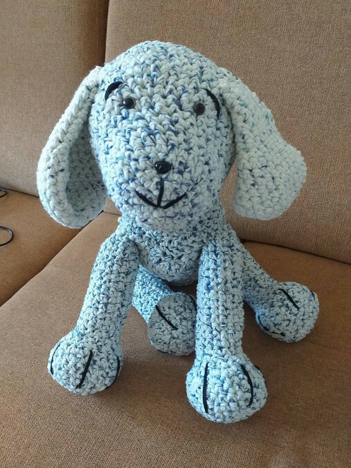 Hand made knitted dog toy